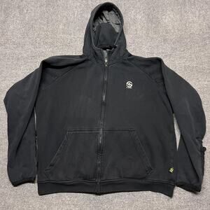 Loki Hoodie Mens XL Black Full Zip Fleece Kangaroo Pocket Mitts Logo Jacket